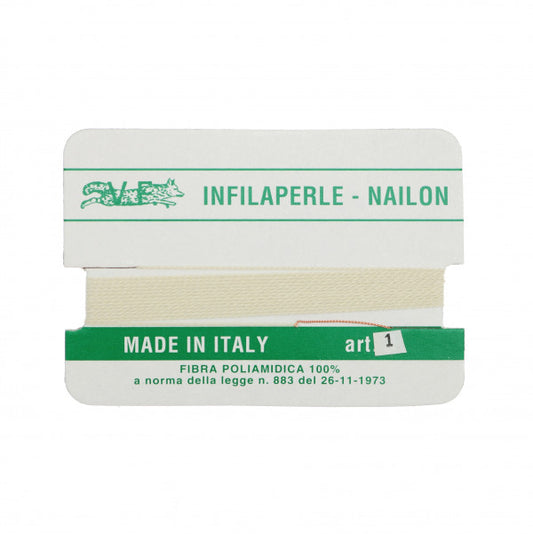 Filo infilaperle con ago colore avorio in nylon per collane bracciali nailon varie misure