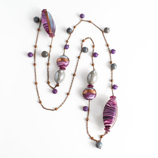 Collana in vetro di Murano ametista