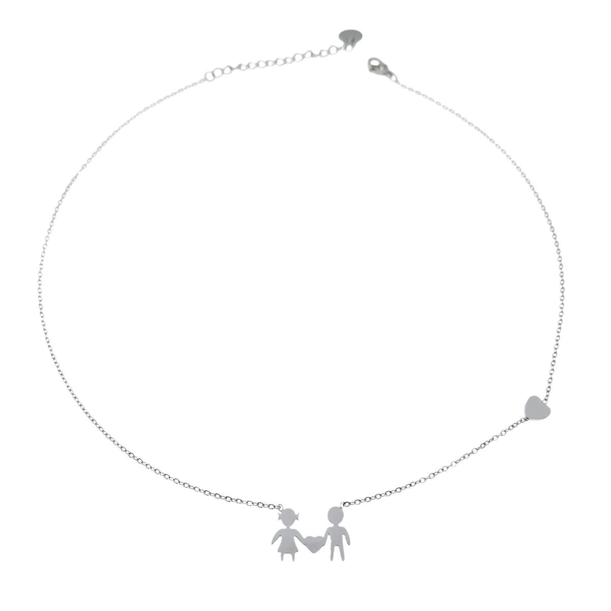 Collana famiglia con cuoricino in acciaio inossidabile