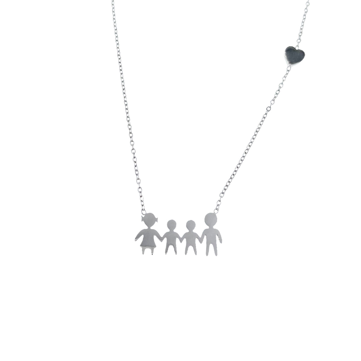Collana famiglia con cuoricino in acciaio inossidabile