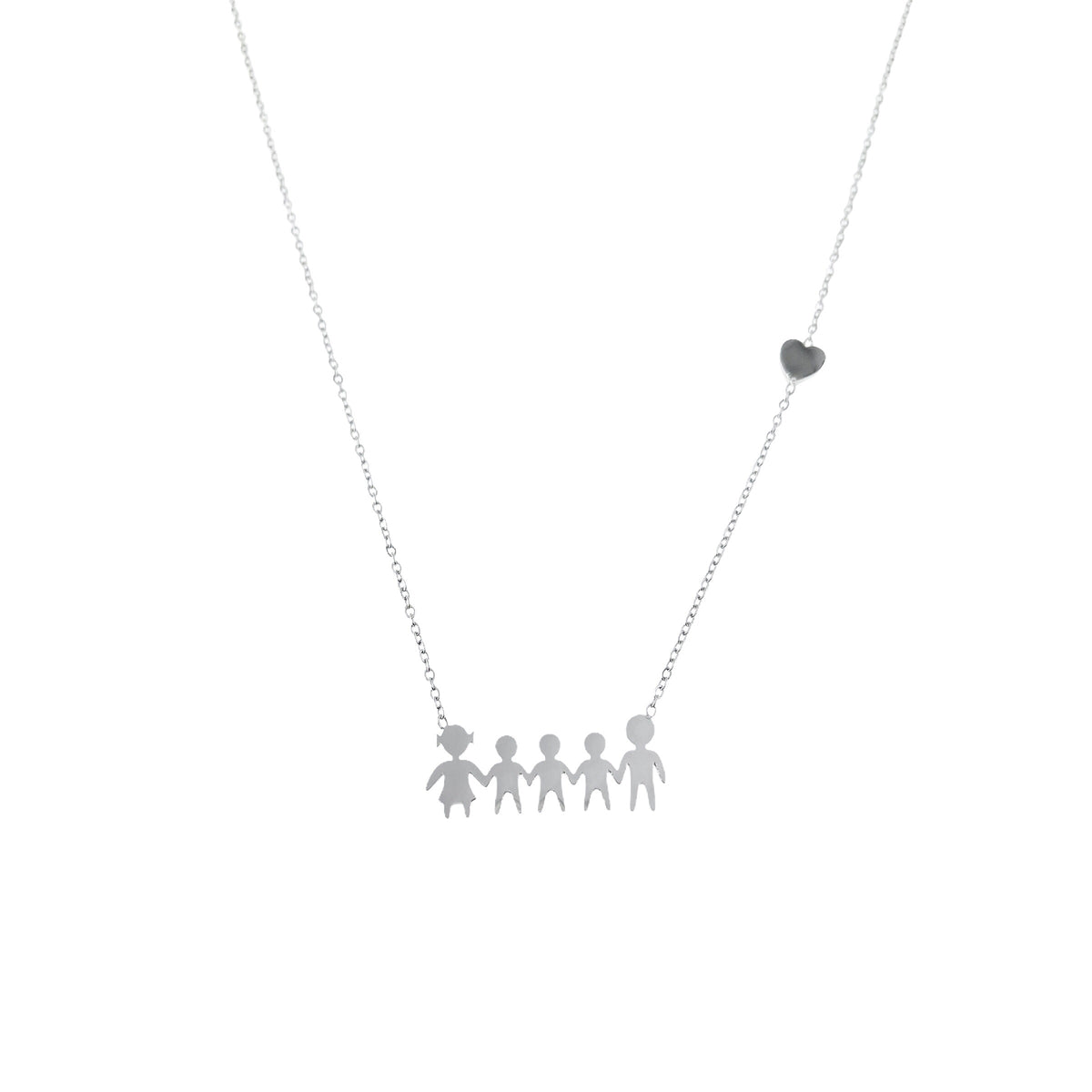 Collana famiglia con cuoricino in acciaio inossidabile