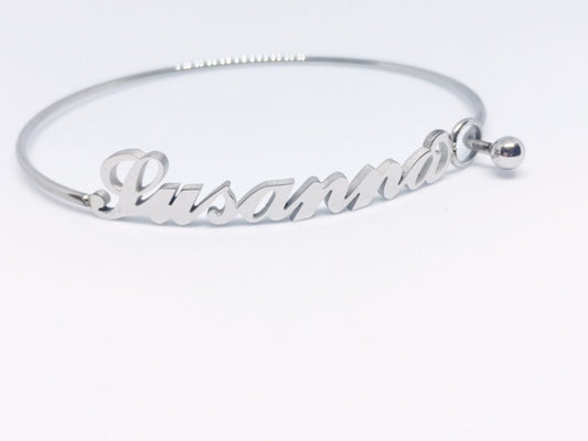 Bracciale rigido con nome Susanna in acciaio inossidabile anallergico