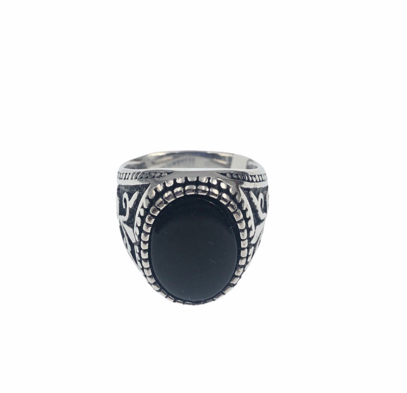 anello uomo onice nero