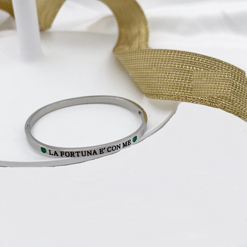 Bracciale braccialetto con scritta frase in acciaio argento e dintorni 