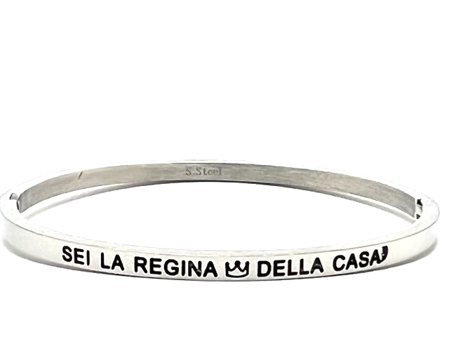 Bracciale braccialetto con scritta frase in acciaio argento e dintorni 