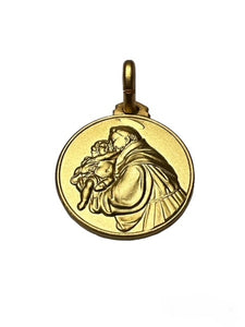 Medaglia di Sant' Antonio in argento 925 placcato oro S. Antonio da Padova