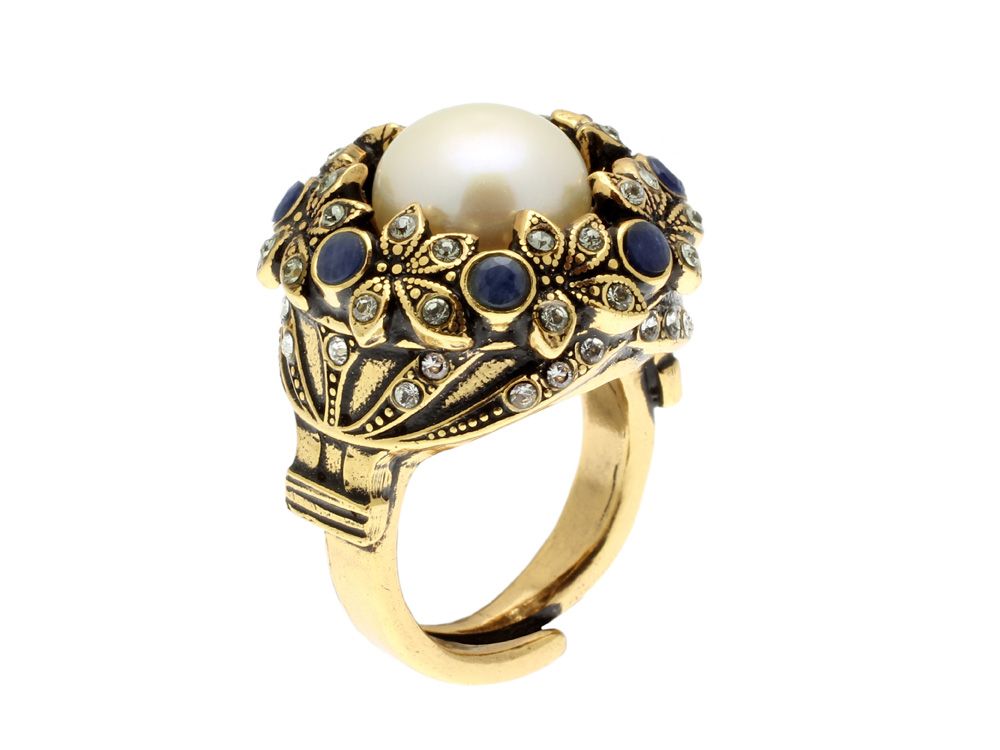 anello alcozer corona d'alloro zaffiri blu