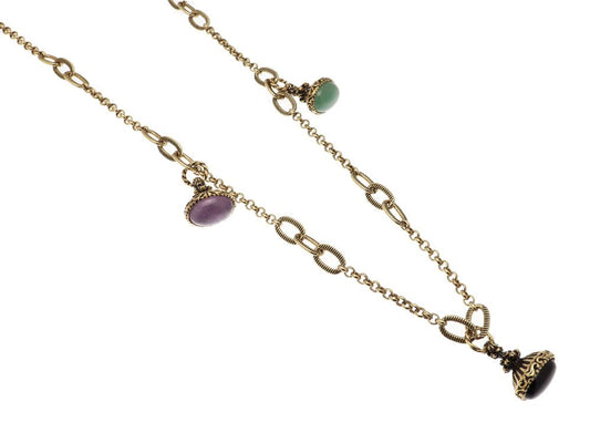 Collana Alcozer in ottone placcato in oro con tre sigilli