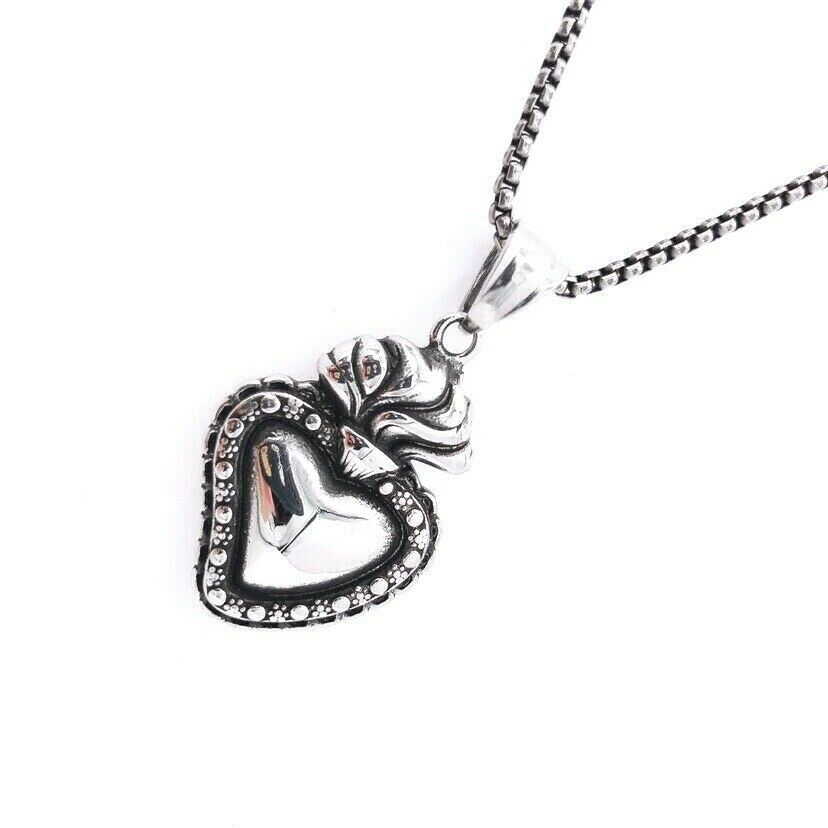 Collana Sacro cuore con catena in acciaio uomo donna