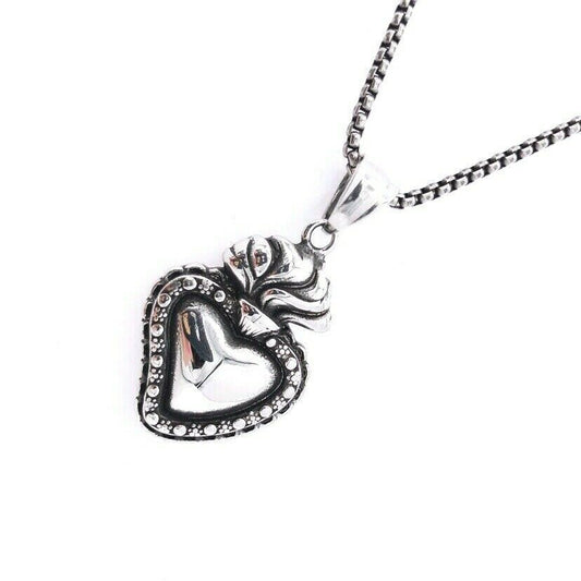 Collana Sacro cuore con catena in acciaio uomo donna